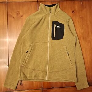 Millet Fleece Full-Zip Jacket Wool Blend Unisex XL Goldenrod Gorpcore Streetwear